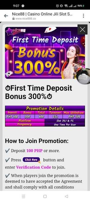 NICE88 Bonuses: 100% Welcome Promo & Daily Free Spins Screenshot & Overview